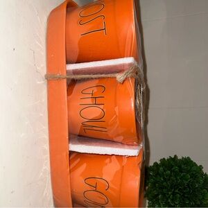 Rae Dunn Orange Halloween planter set NEW